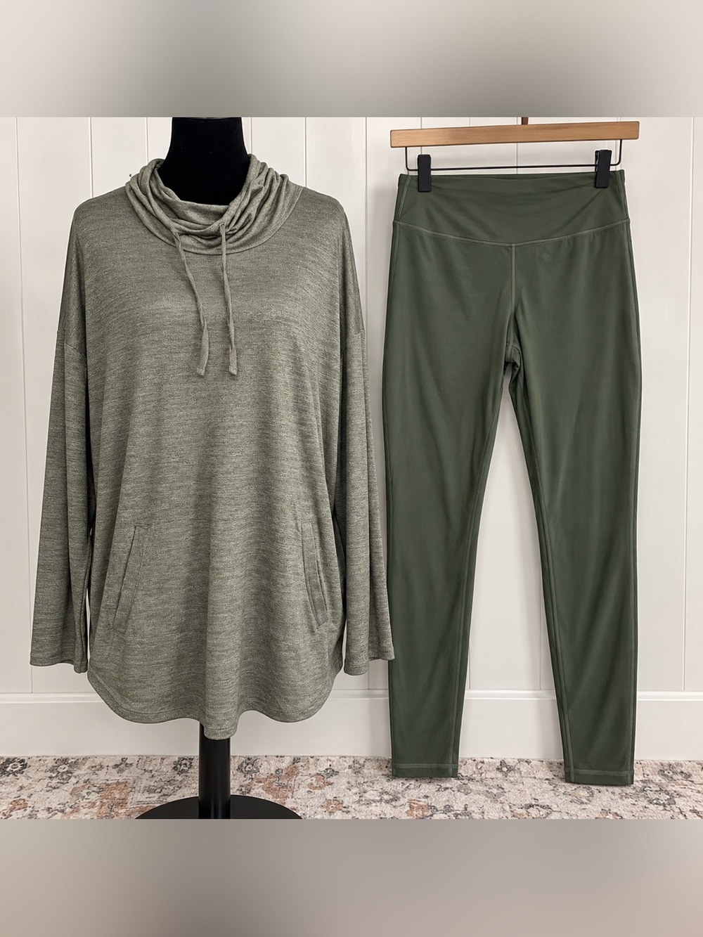 Banana Republic Olive Green Lounge Sweater and Leggings Set